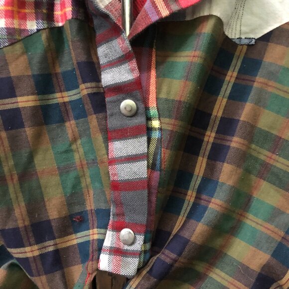 Vintage Handmade Patchwork Top , Tie Up Plaid Top Size Small - Picture 3 of 10